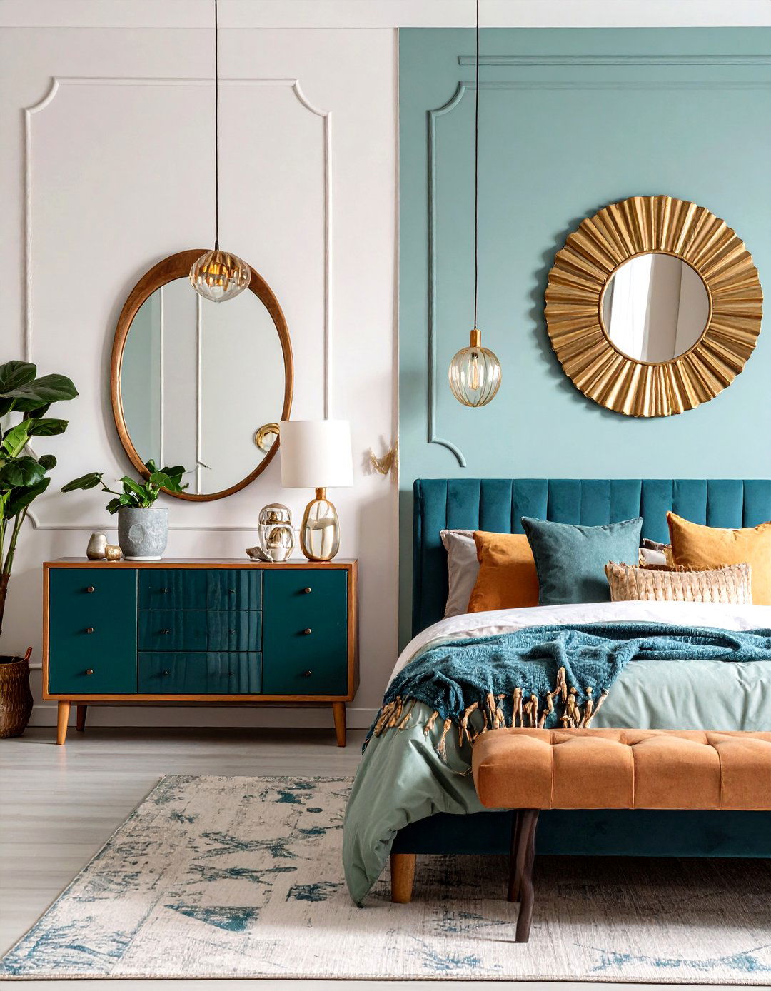 Maximalist Gallery Wall Statement Design - 24 Mirror Behind Nightstand Design Ideas