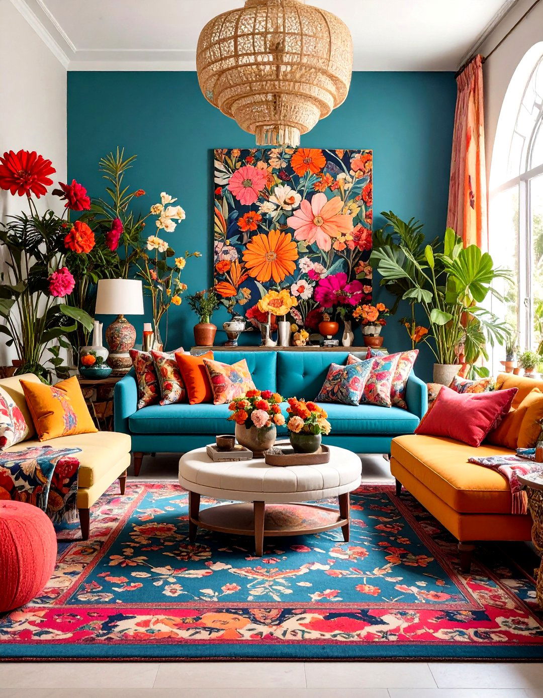 Maximalist Pattern Living Room - 24 Boho Living Room Ideas