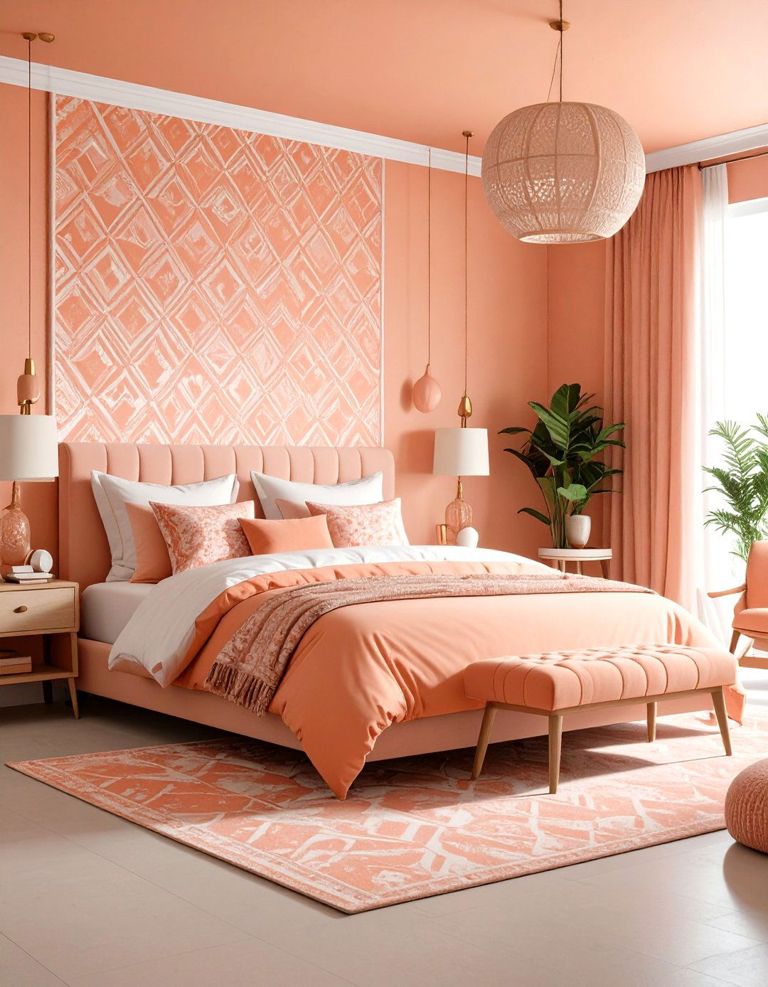 Maximalist Peach Pattern Bedroom - 24 Peach Bedroom Ideas