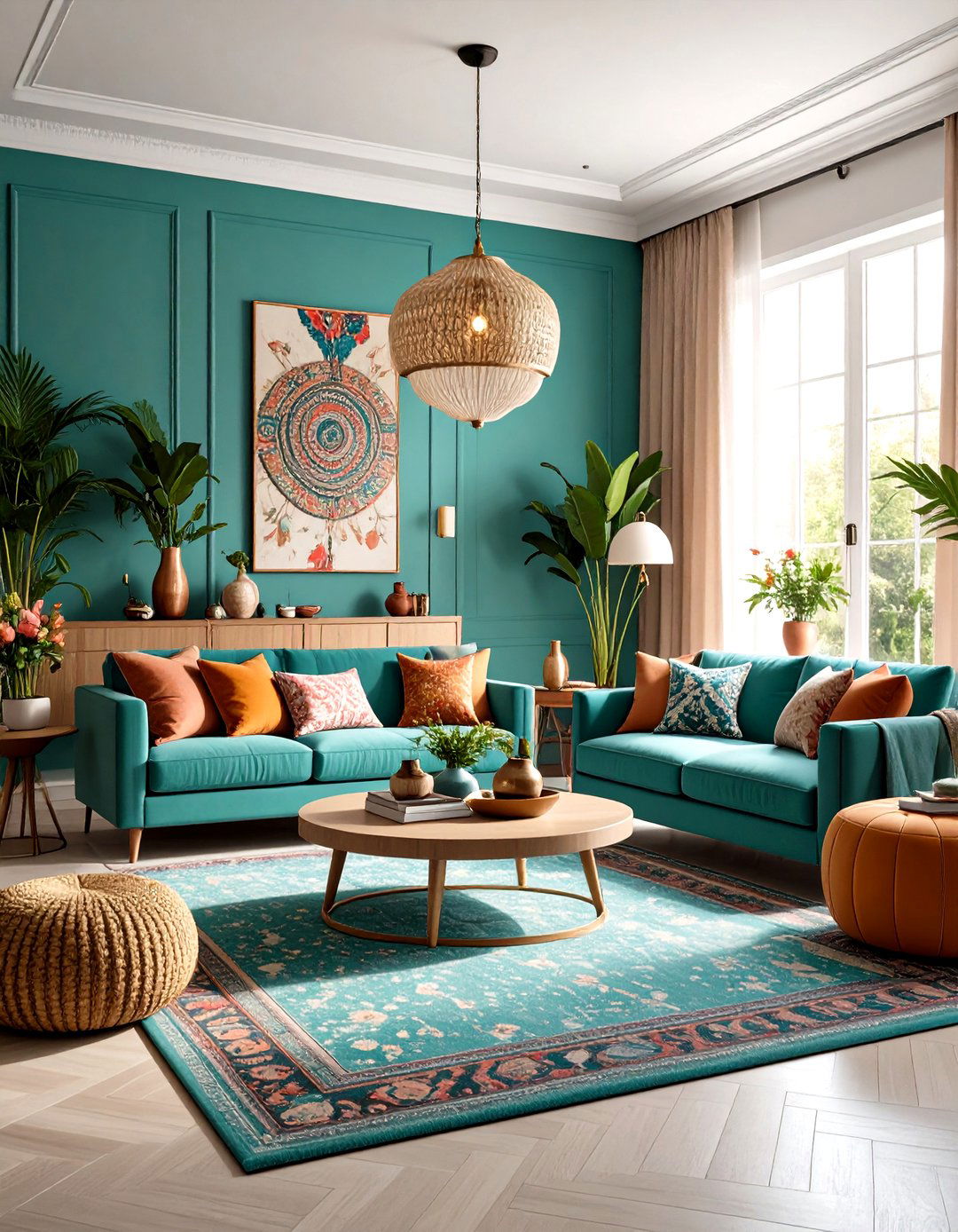 Maximalist Teal Pattern Play - 24 Teal Living Room Ideas