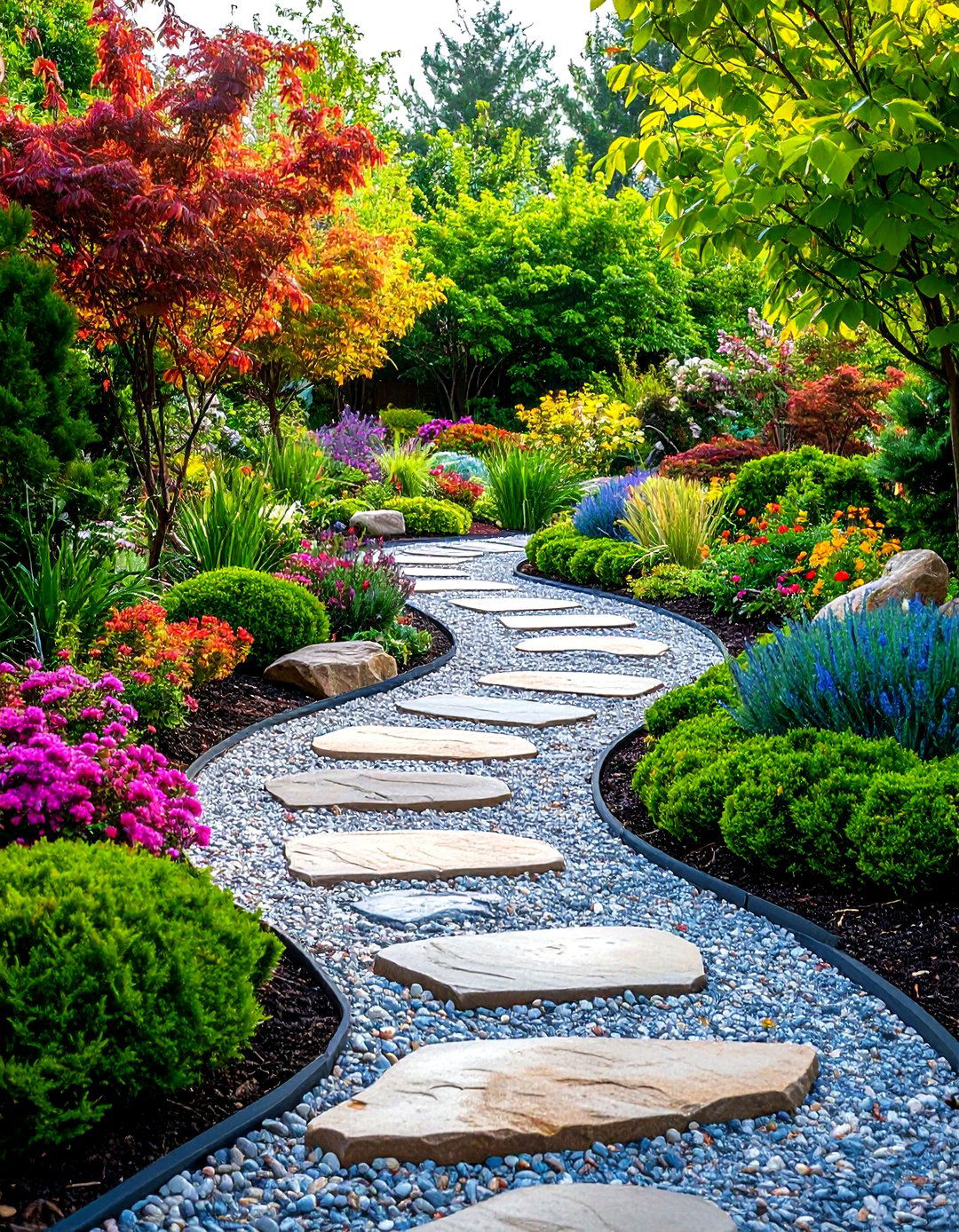 Meandering Pathway Network - 24 Gravel Garden Ideas