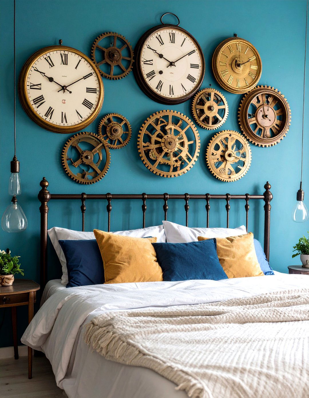 Mechanical Clock Wall Display - 24 Steampunk Bedroom Ideas