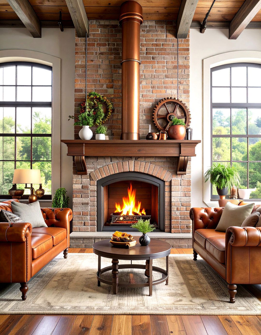 Mechanical Fireplace Focal Point - 24 Steampunk Interior Design Ideas