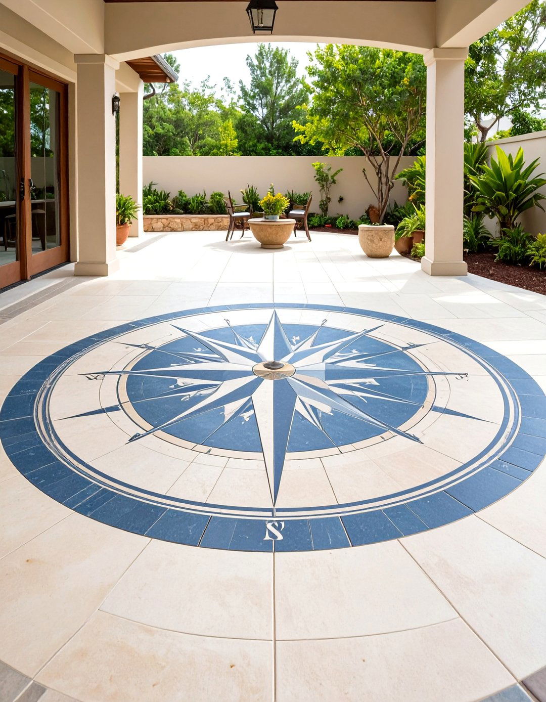 Medallion and Compass Stamped Designs - 24 Stamped Concrete Patio Ideas