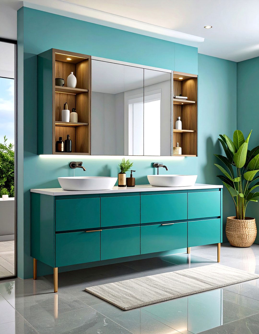 Medicine Cabinet with Built in Lighting - 24 Pedestal Sink Storage Ideas