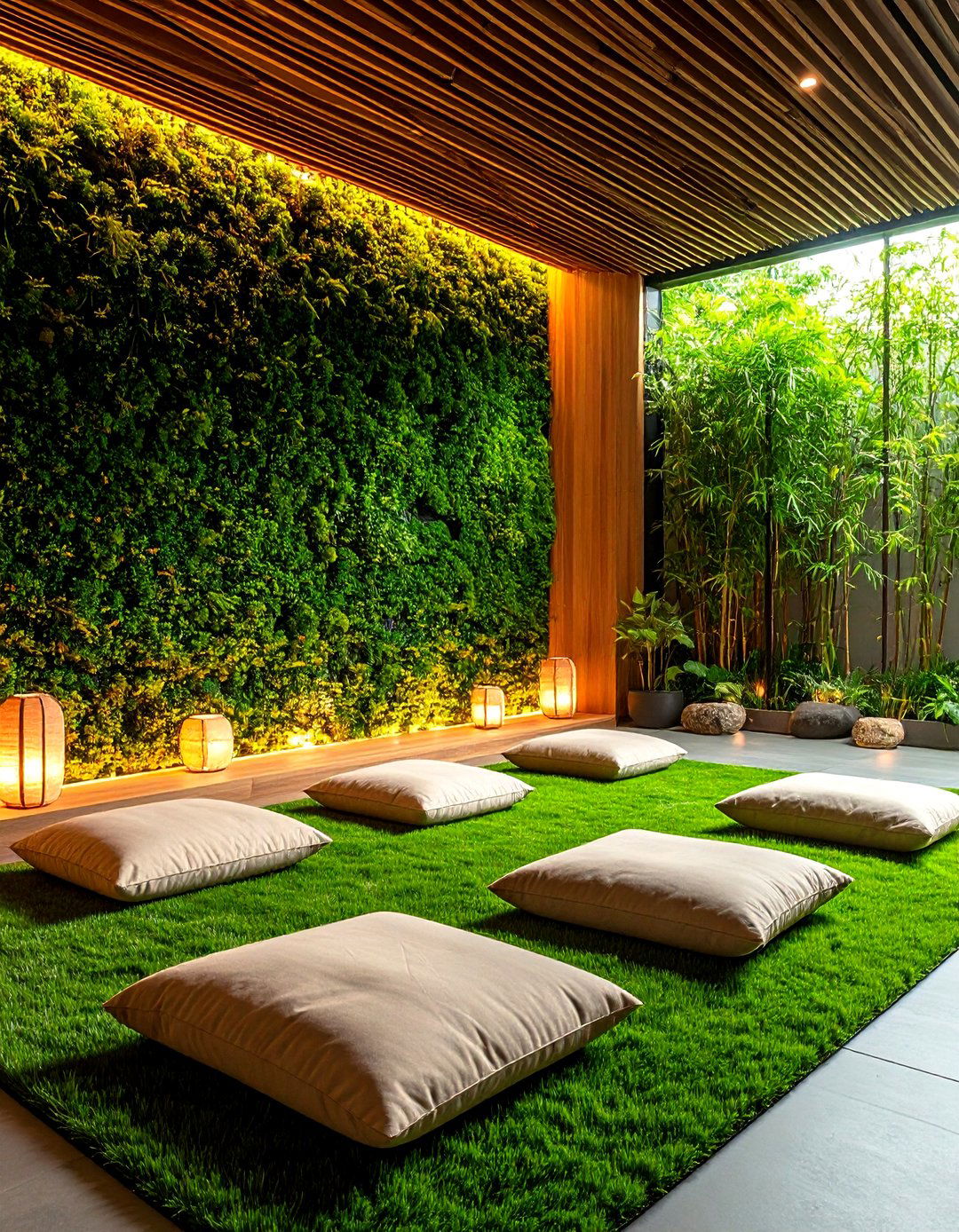 Meditation Zen Spaces - 24 Artificial Grass Wall Design Ideas