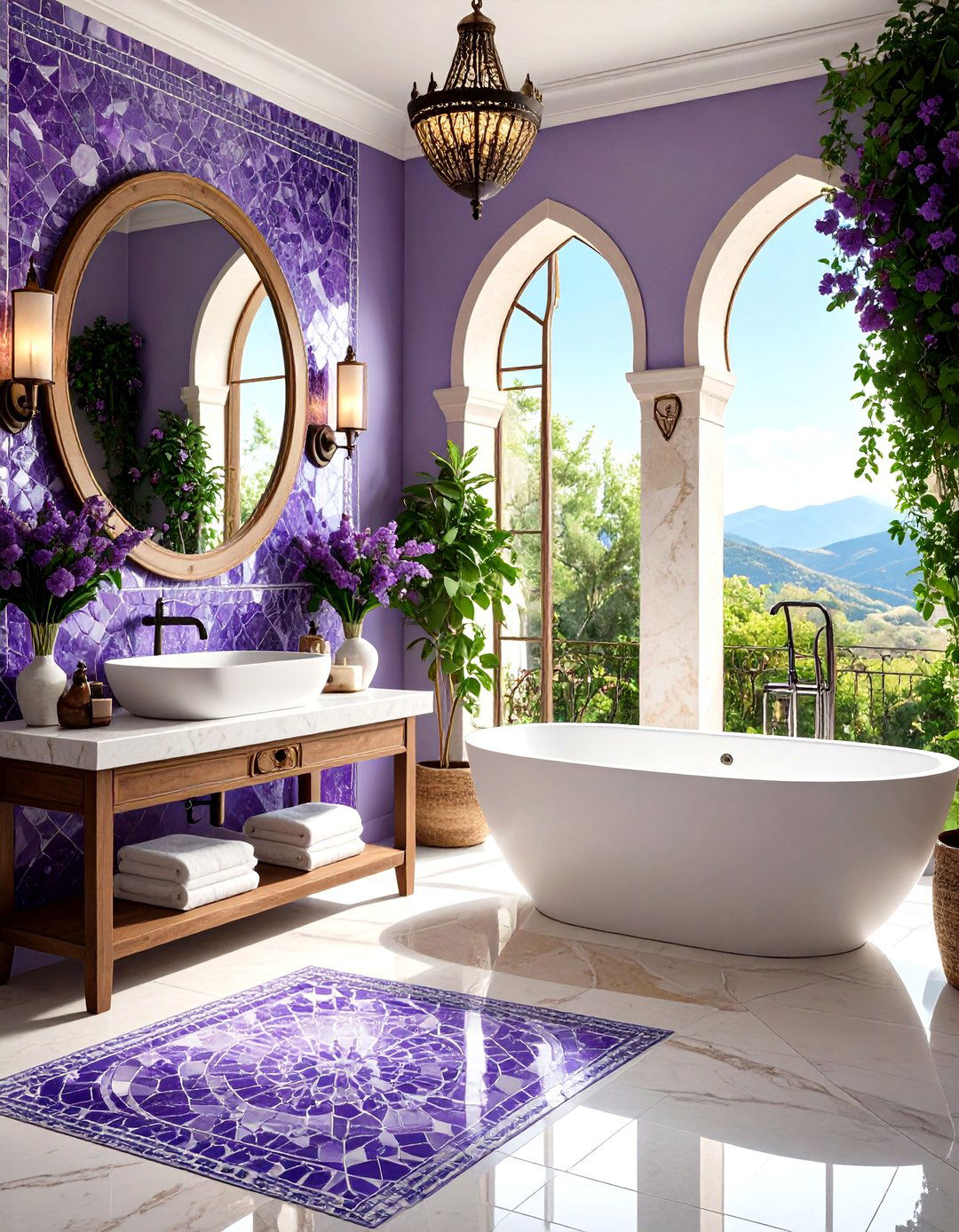 Mediterranean Amethyst Villa - 24 Purple Bathroom Ideas