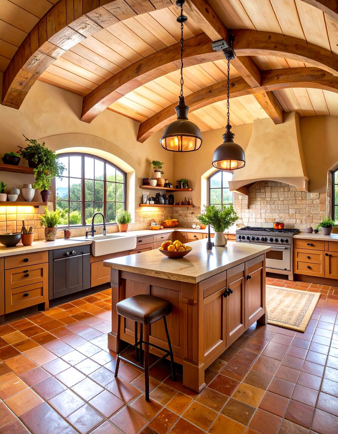 Mediterranean Barrel Vault Kitchen - 24 Vaulted Ceiling Kitchen Ideas