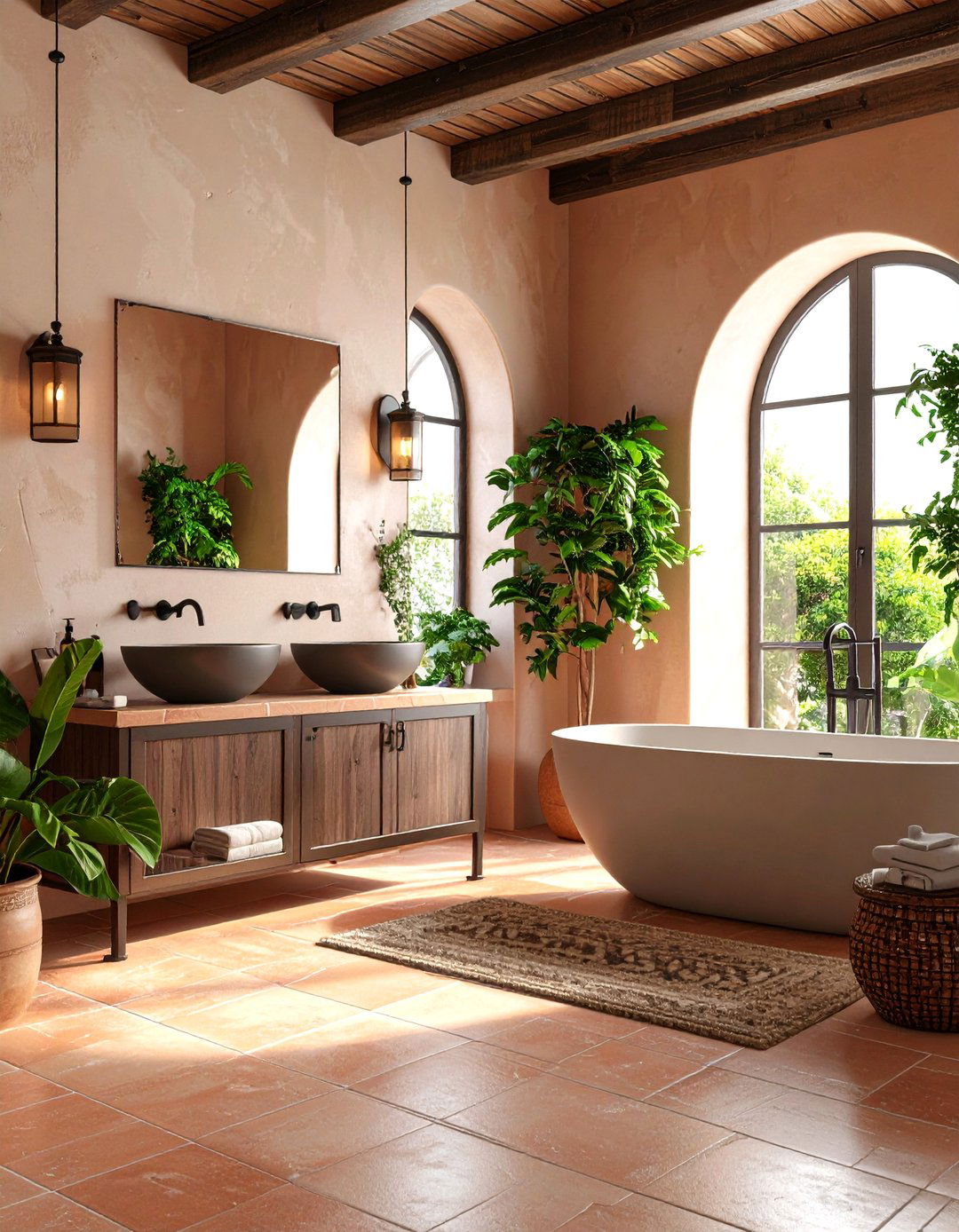 Mediterranean Bathroom with Black Iron Fixtures - 24 Bathroom With Black Fixtures