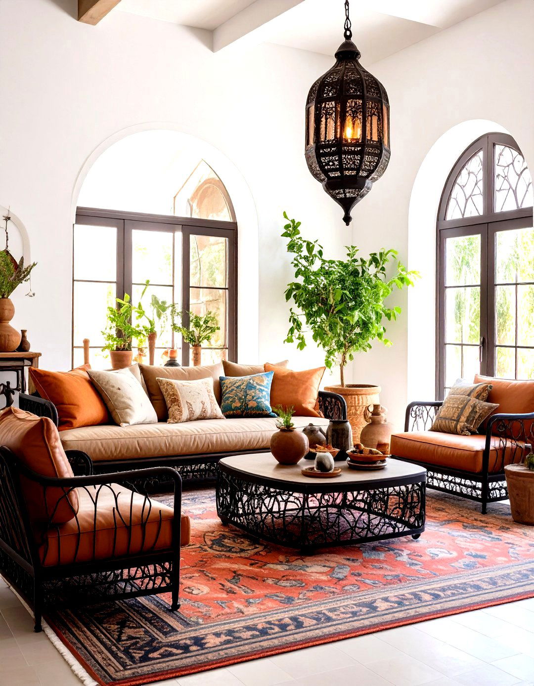 Mediterranean Black Iron and Terracotta Brown Warmth - 24 Black and Brown Living Room Ideas