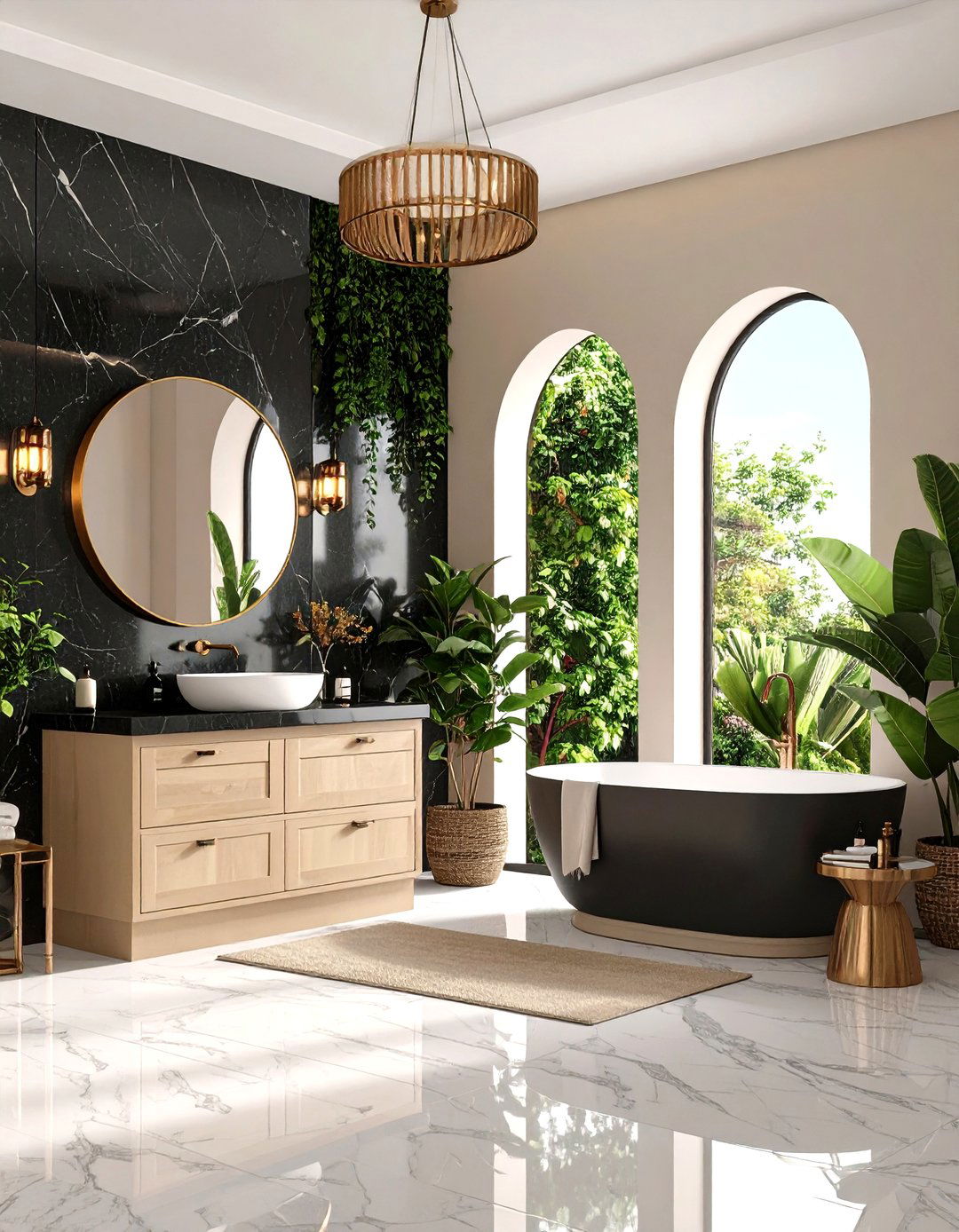 Mediterranean Black Marble Styling - 24 Black Marble Bathrooms