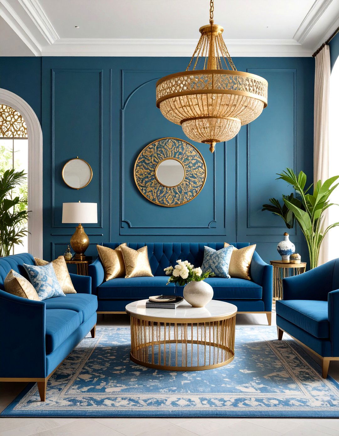 Mediterranean Blue and Gold Villa Style - 24 Blue and Gold Living Room Ideas