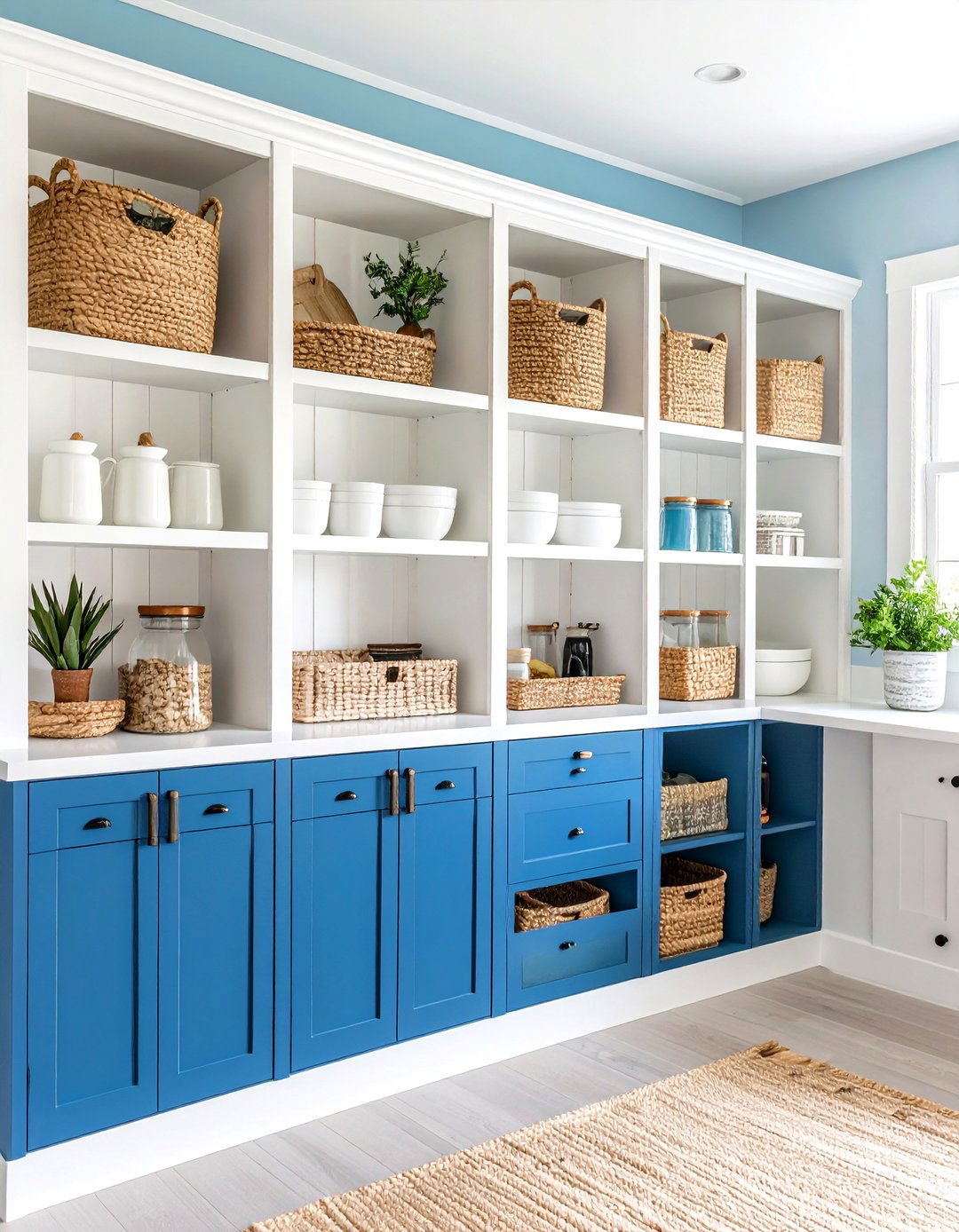 Mediterranean Blue and White Coastal Theme - 24 Open Pantry Ideas