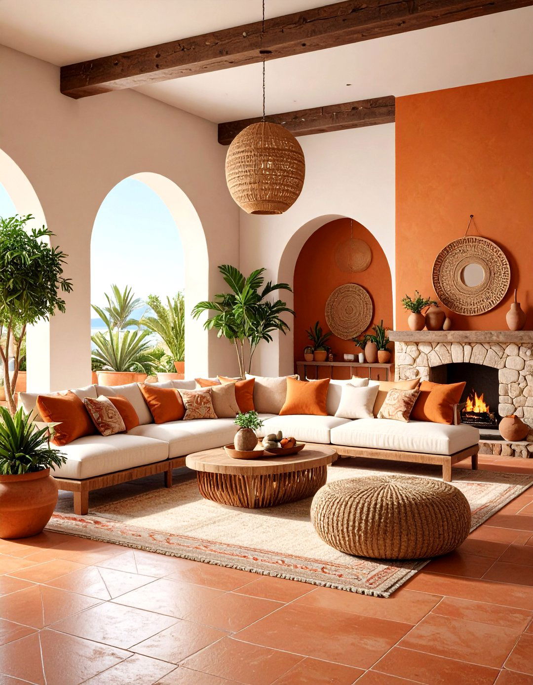Mediterranean Burnt Orange Villa - 24 Burnt Orange Living Room Ideas