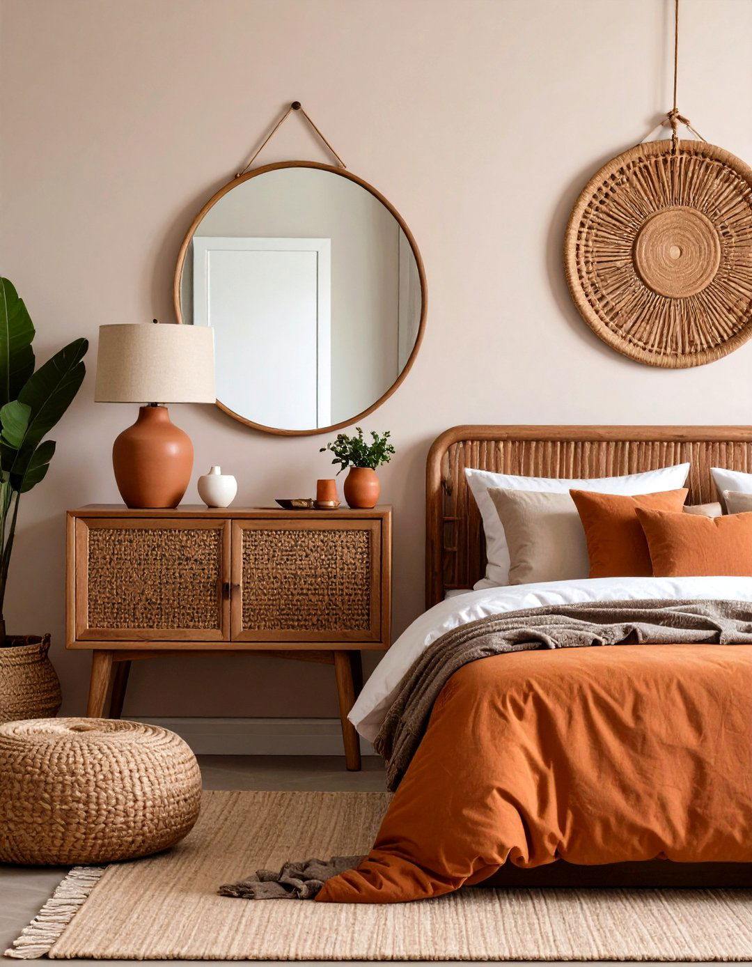 Mediterranean Ceramic and Natural Elements Theme - 24 Mirror Behind Nightstand Design Ideas