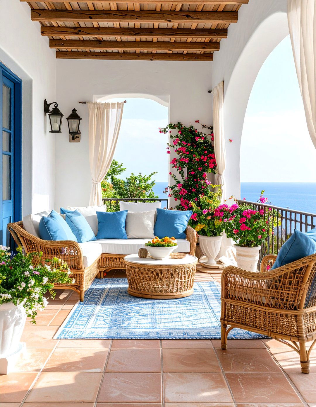 Mediterranean Coastal Bedroom Balcony Oasis - 24 Bedroom Balcony Ideas
