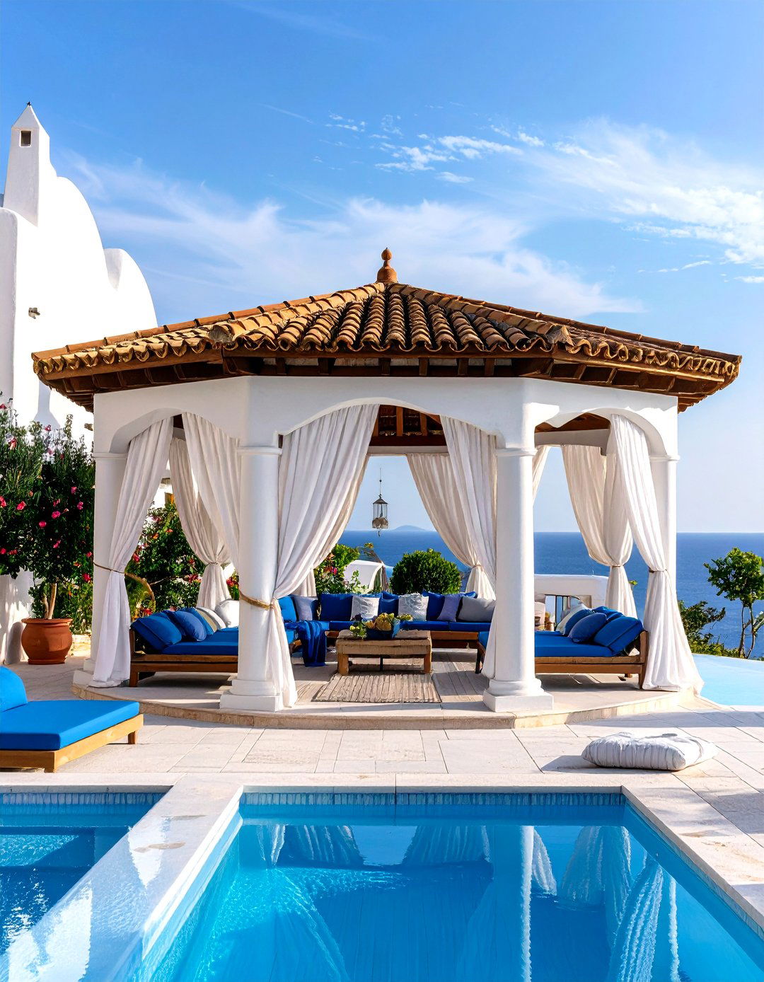 Mediterranean Coastal Pool Gazebo - 24 Pool Gazebo Ideas