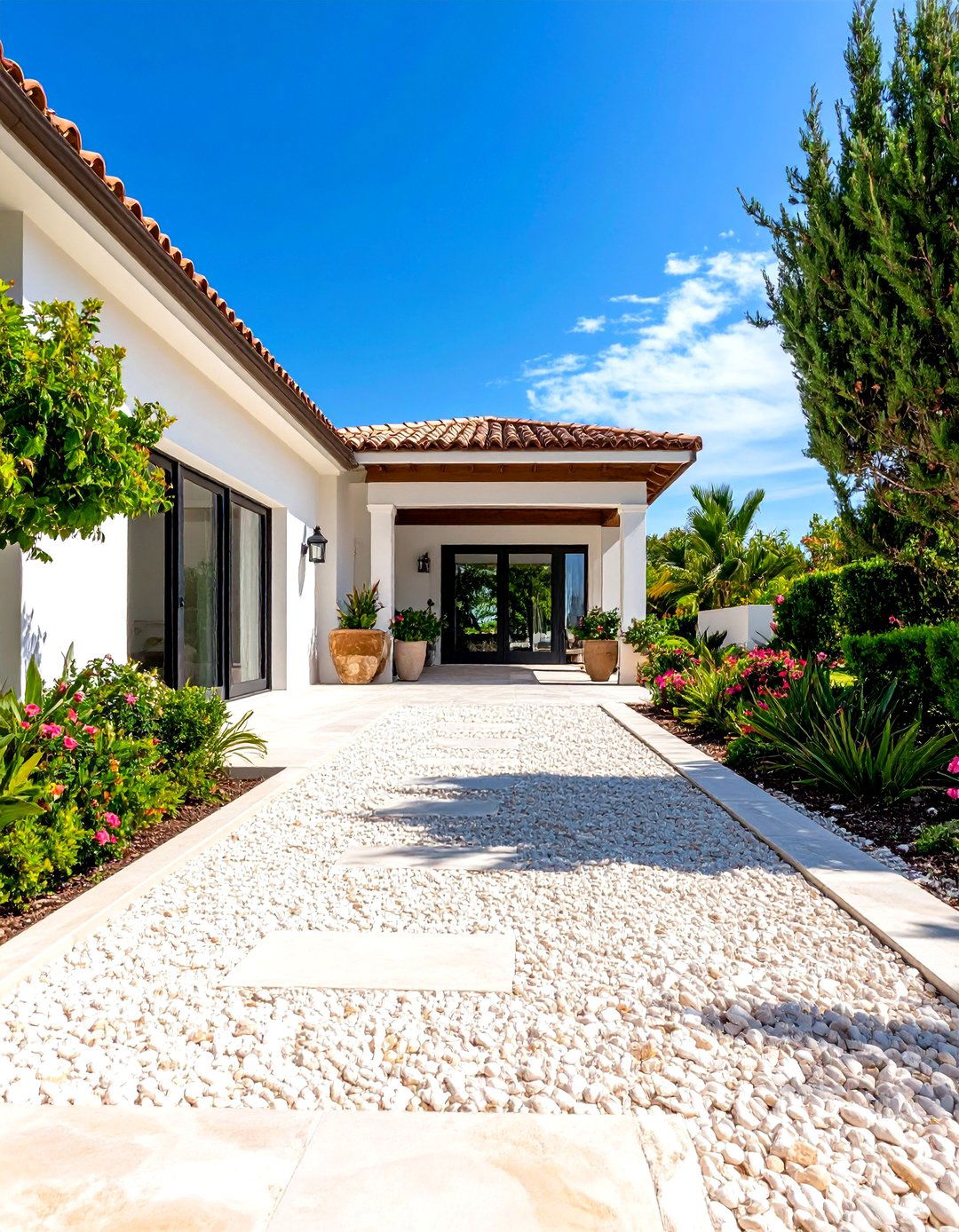 Mediterranean Coastal Style - 24 Gravel Driveway Ideas