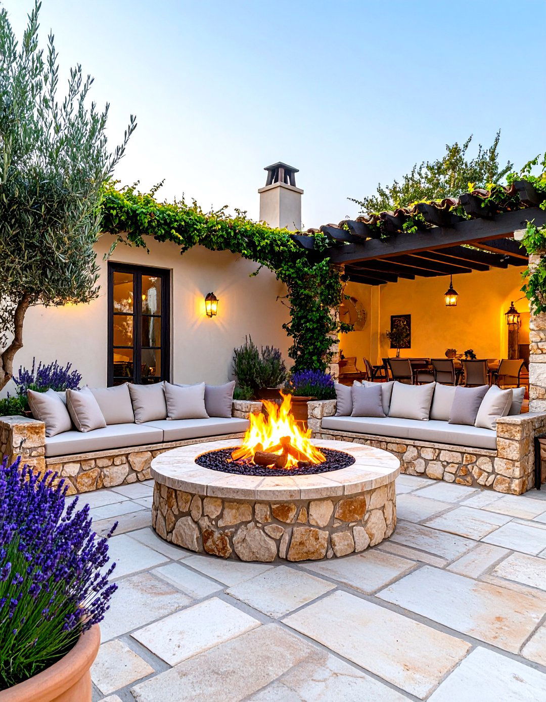 Mediterranean Courtyard Fire Feature - 24 Backyard Fire Pit Ideas Landscaping
