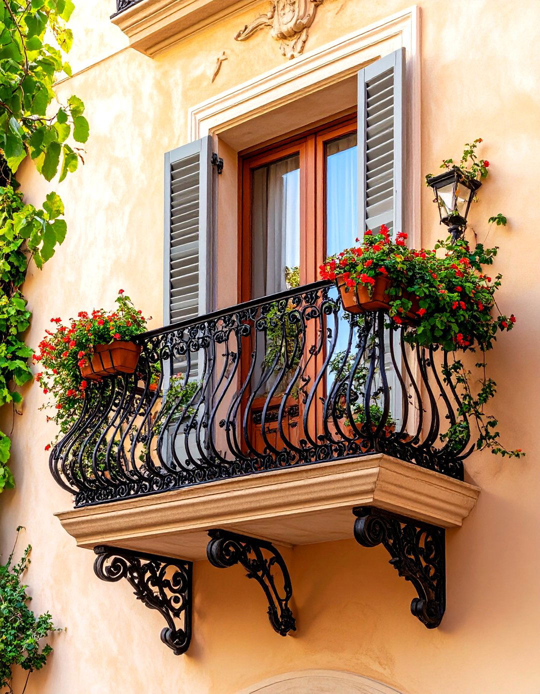 Mediterranean Courtyard French Balcony - 24 French Balcony Ideas