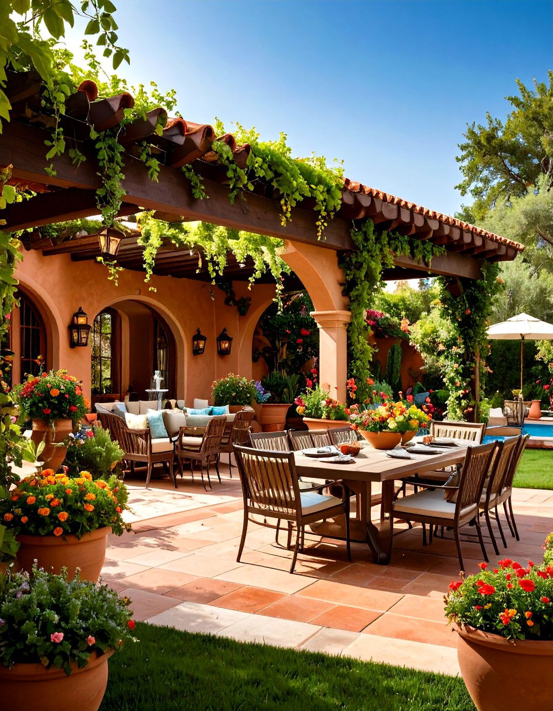 Mediterranean Courtyard Inspired Deck - 24 Patio Deck Ideas