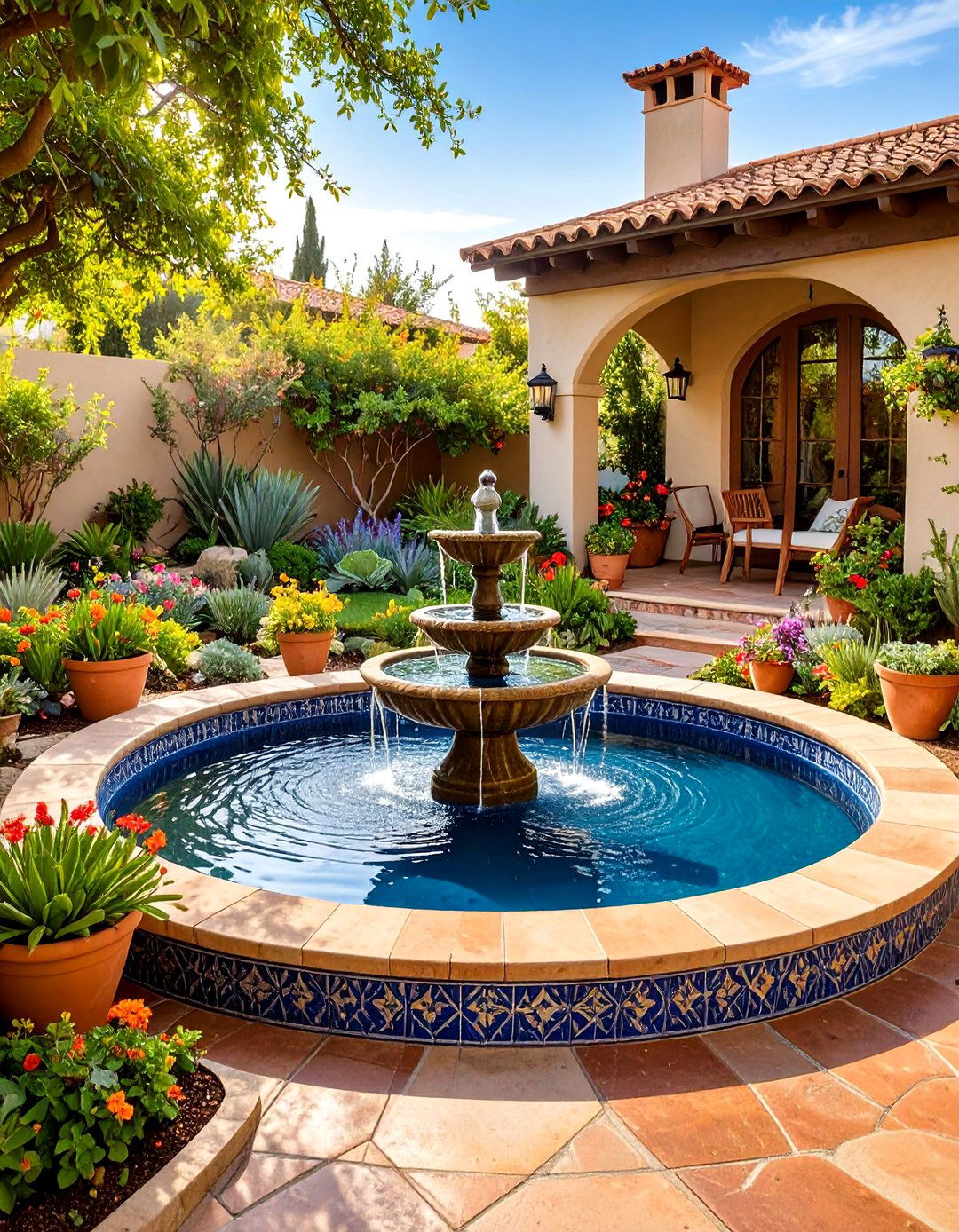 Mediterranean Courtyard Pond Style - 24 Backyard Pond Ideas