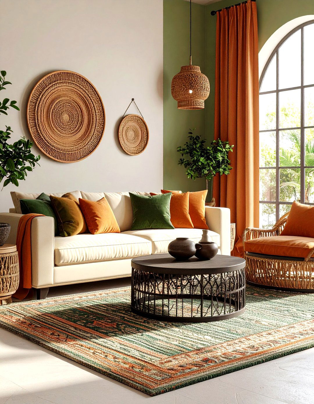 Mediterranean Cream Couch with Terracotta Accents - 24 Cream Couch Living Room Ideas