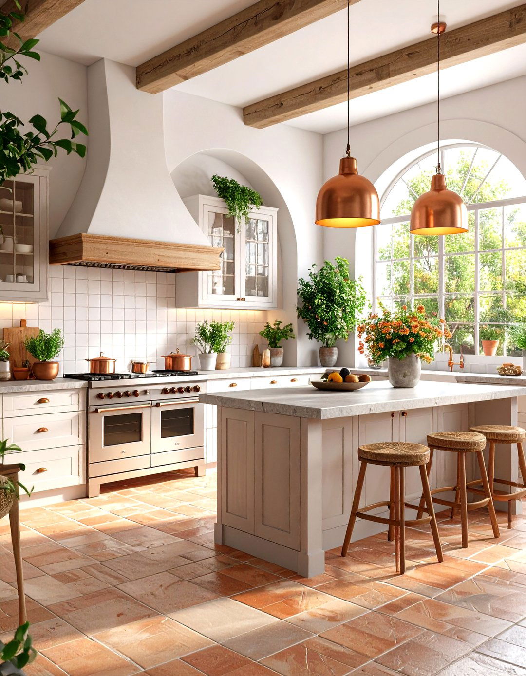Mediterranean Grey Terracotta Floor Kitchen - 24 Kitchens With Grey Floors