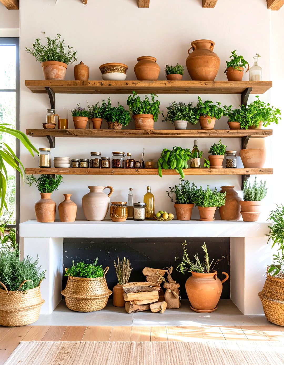 Mediterranean Herb Garden - 24 Spring Mantel Decor Ideas