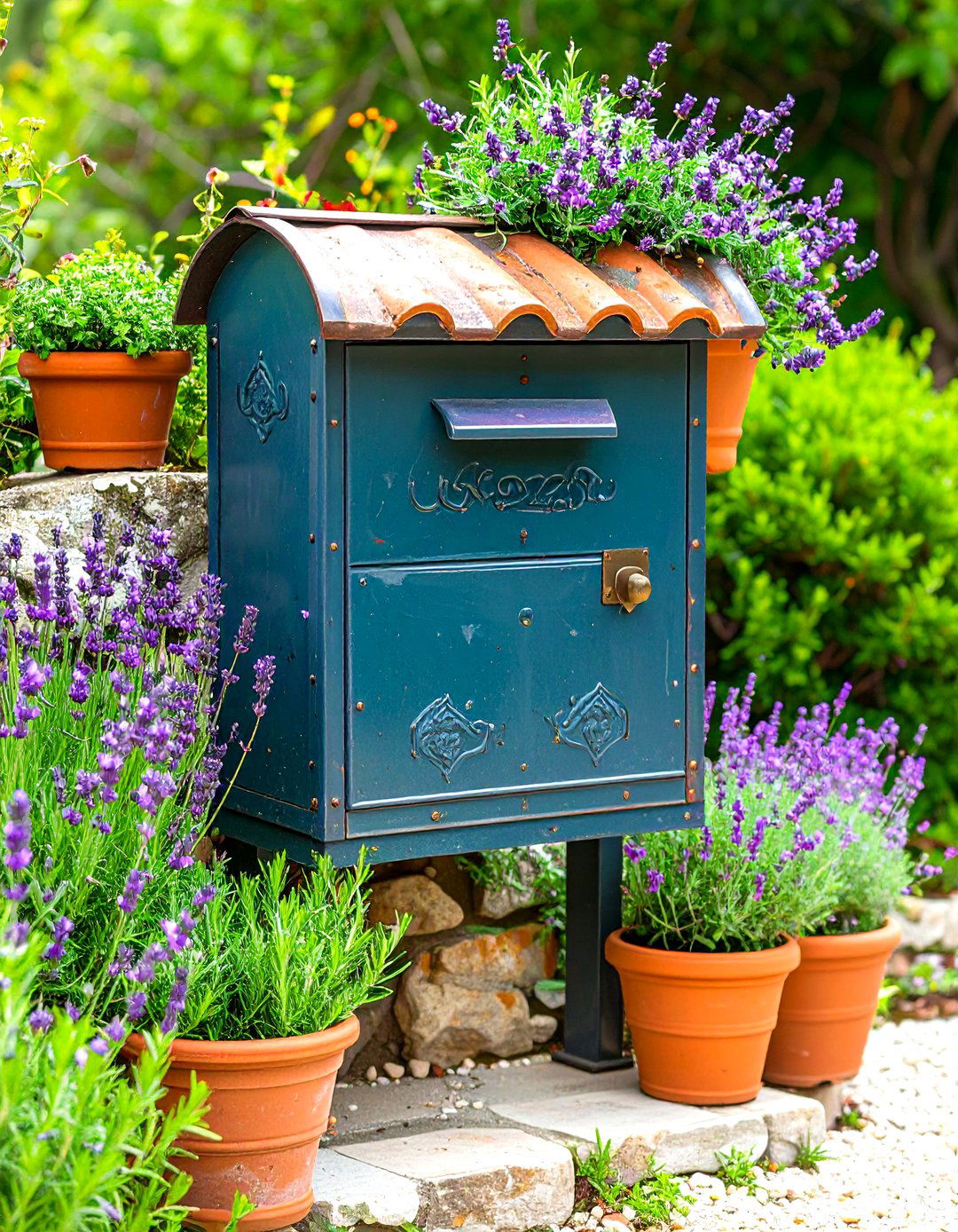 Mediterranean Herb Garden - 24 Mailbox Landscaping Ideas
