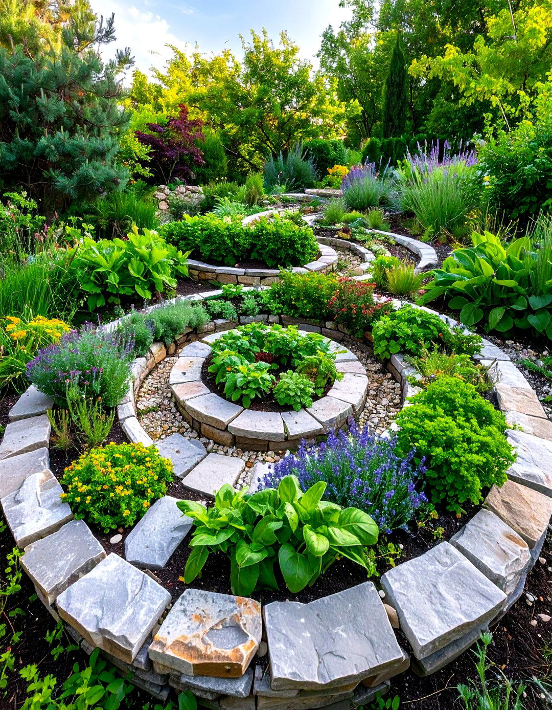 Mediterranean Herb Spiral Design - 24 Garden Layout Ideas