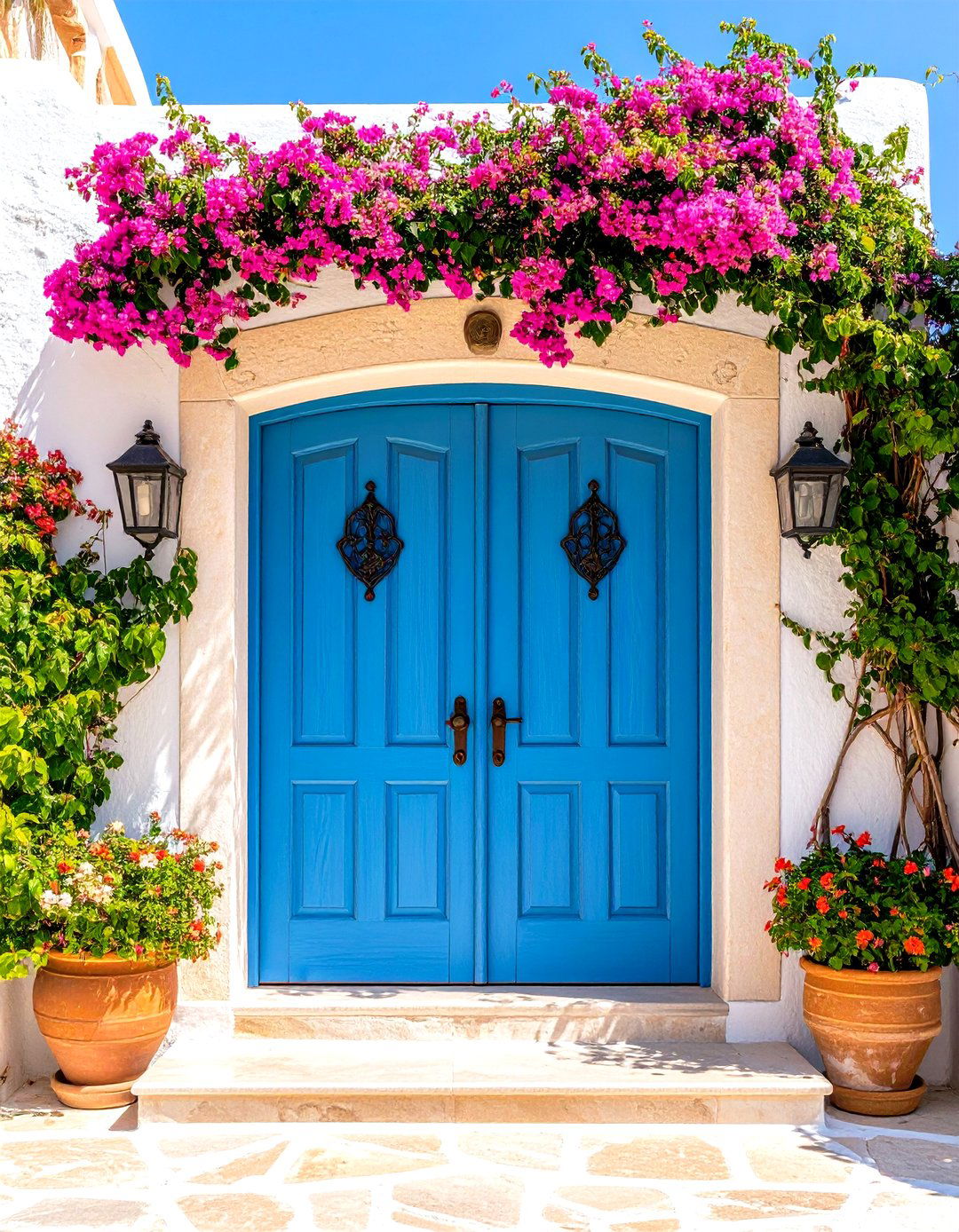 Mediterranean Inspired Entry - 24 Double Front Door Ideas