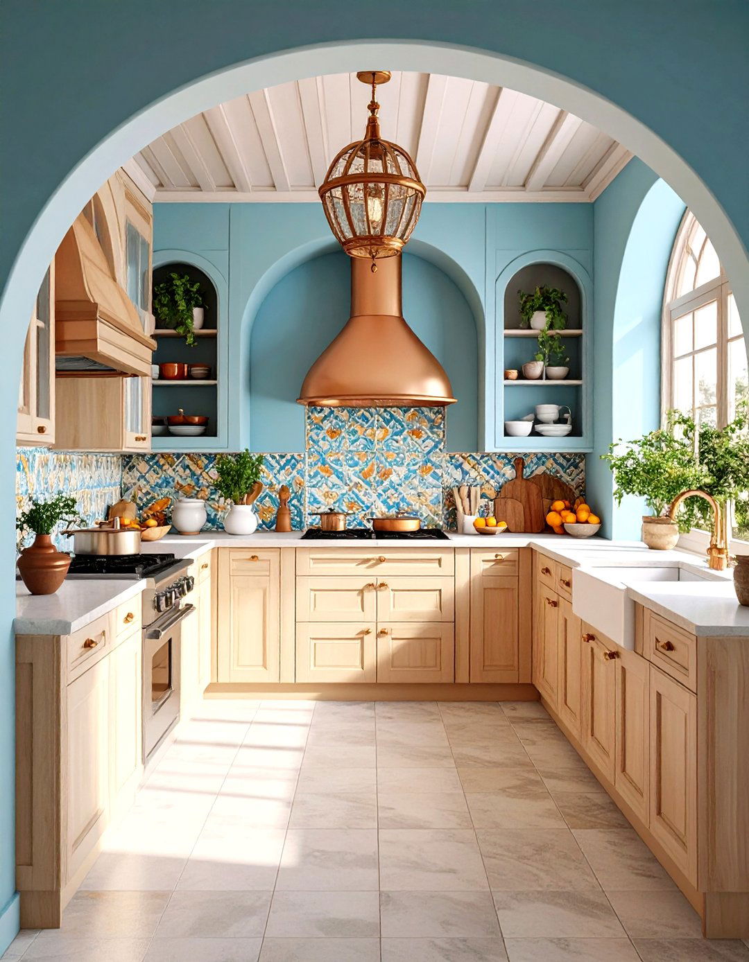 Mediterranean Inspired Kitchen Design - 24 Kitchens With Light Wood Cabinets