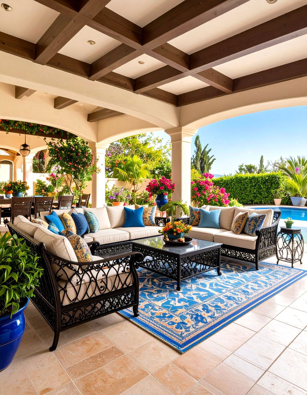 Mediterranean Lanai with Wrought Iron Elegance - 24 Lanai Porch Ideas