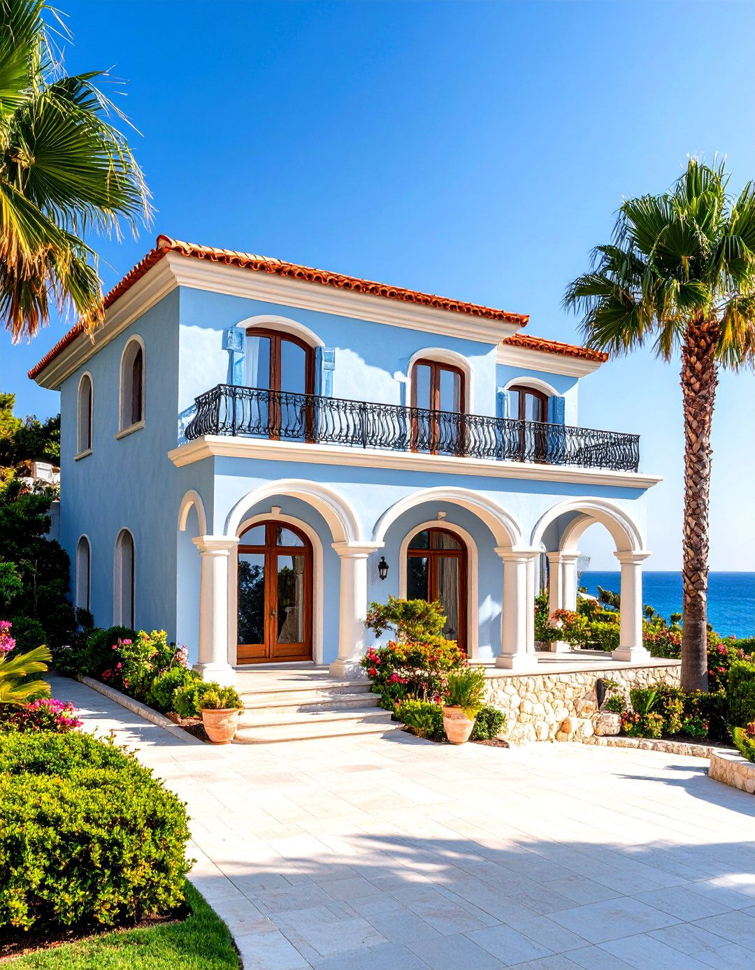 Mediterranean Light Blue Villa Style - 24 light blue house exterior ideas