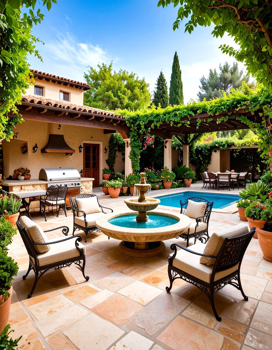 Mediterranean Luxury Courtyard Design - 24 Luxury Interior Design Ideas