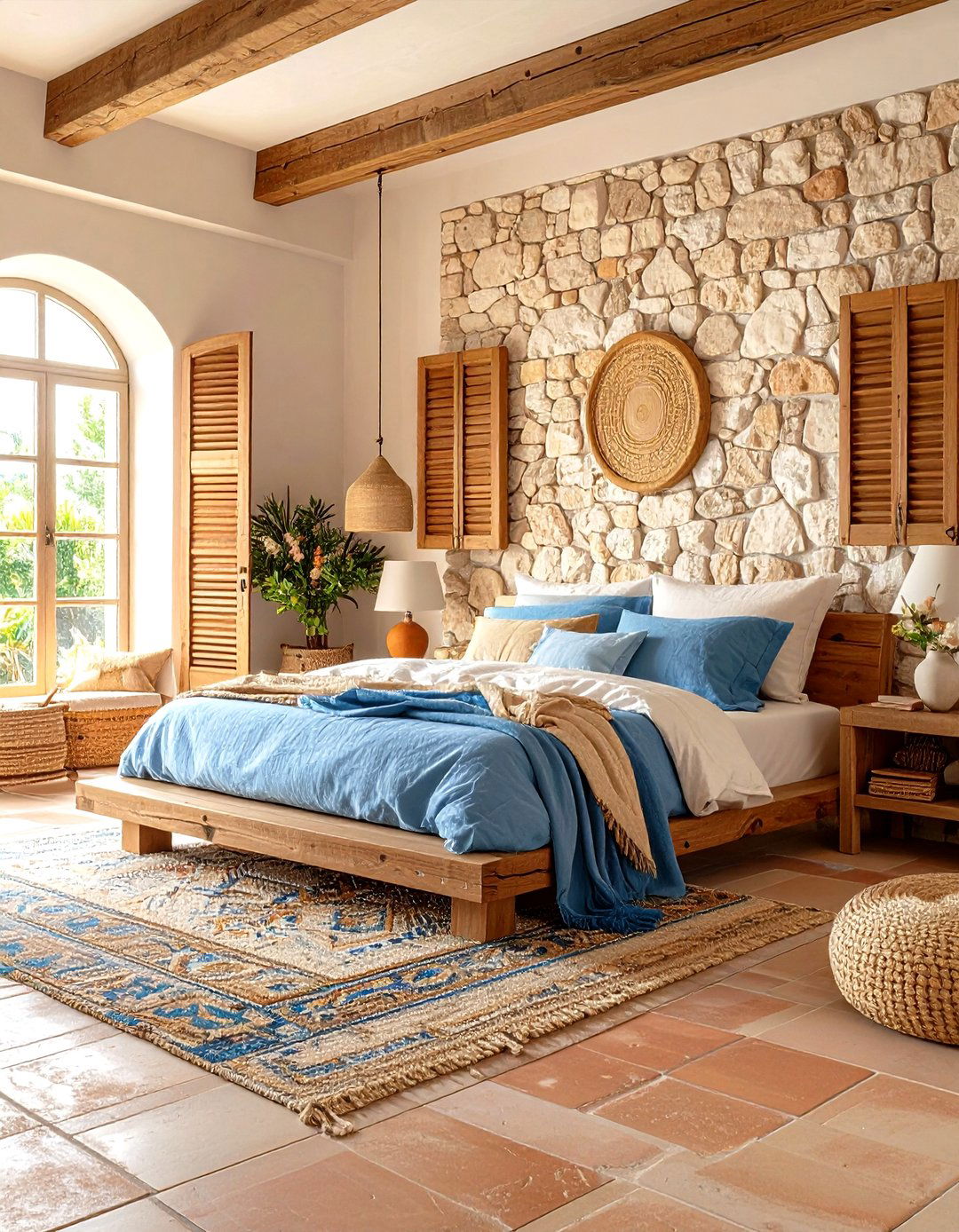 Mediterranean Minimalist Bedroom with Natural Stone Features - 24 Minimalist Interior Design Ideas
