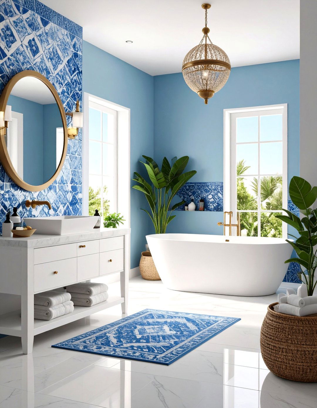 Mediterranean Mosaic - 24 Blue and White Bathroom Ideas
