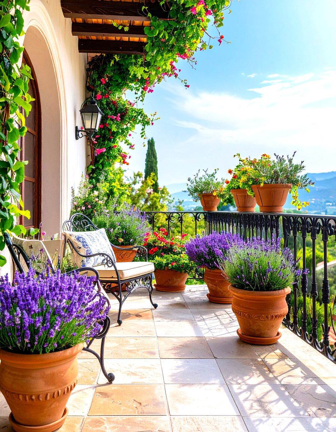 Mediterranean Penthouse Balcony with Natural Stone - 24 Penthouse Balcony Ideas