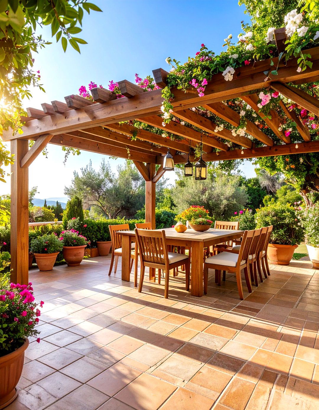 Mediterranean Pergola with Citrus Grove - 24 Garden Focal Point Ideas