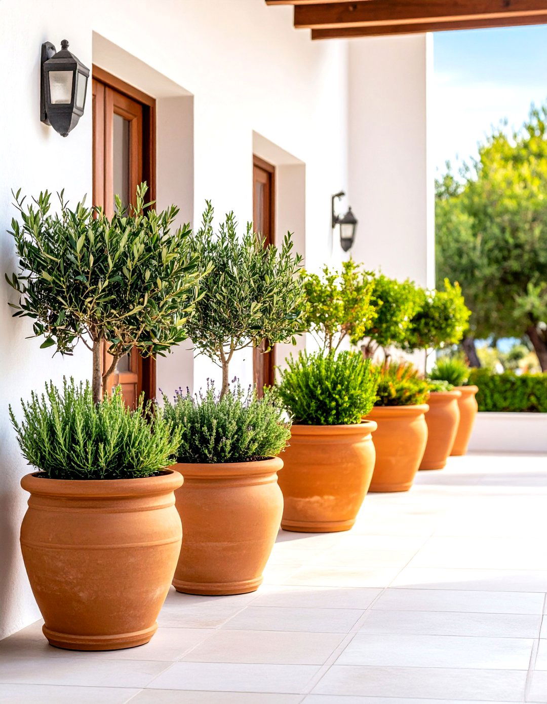 Mediterranean Plant Container Garden - 24 spanish style front porch ideas