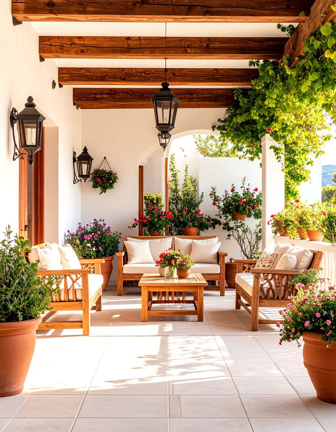 Mediterranean Porch with Terracotta and Herb Gardens - 24 Small Porch Ideas