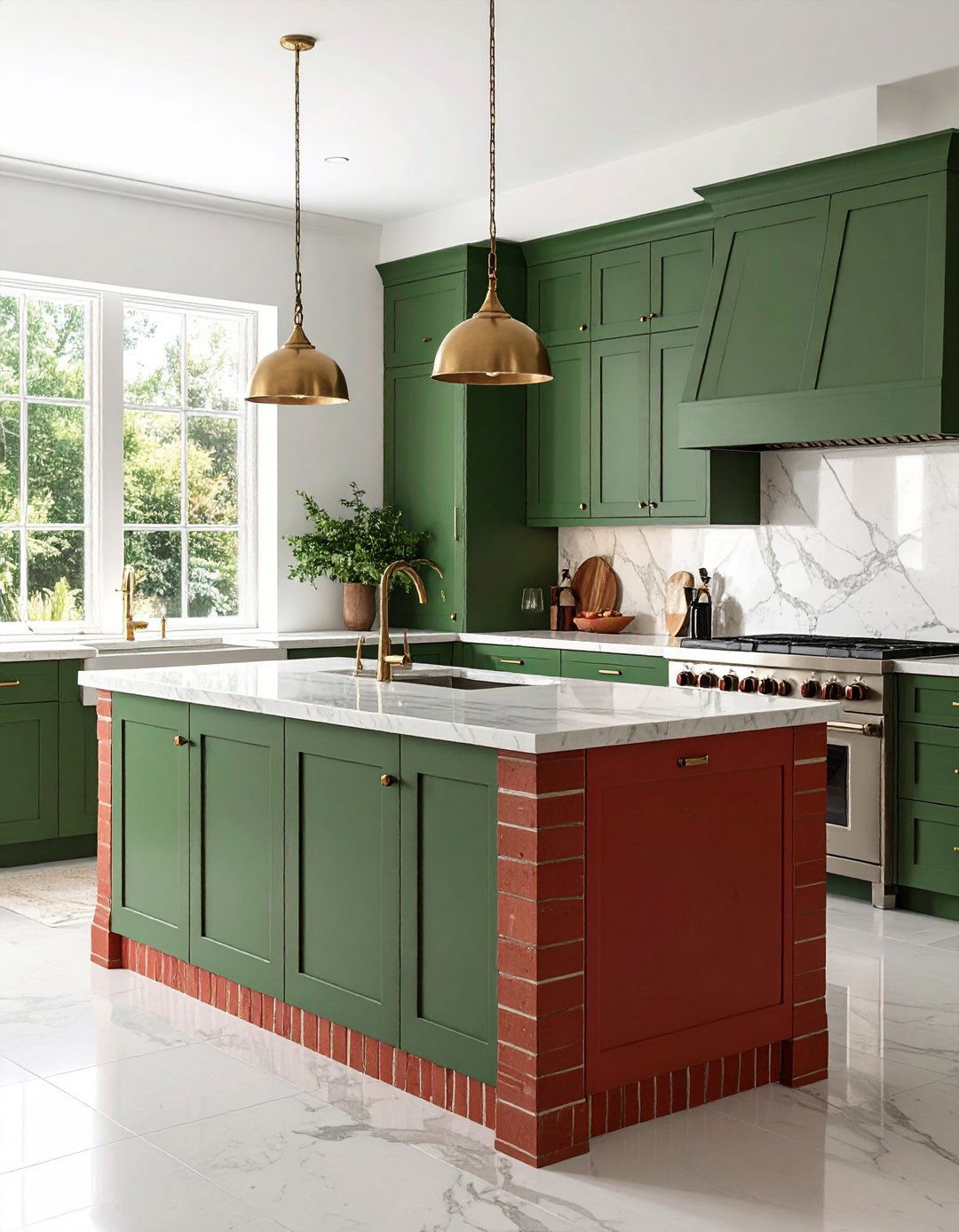 Mediterranean Red Brick Kitchen Island - 24 Red Brick Kitchen Ideas