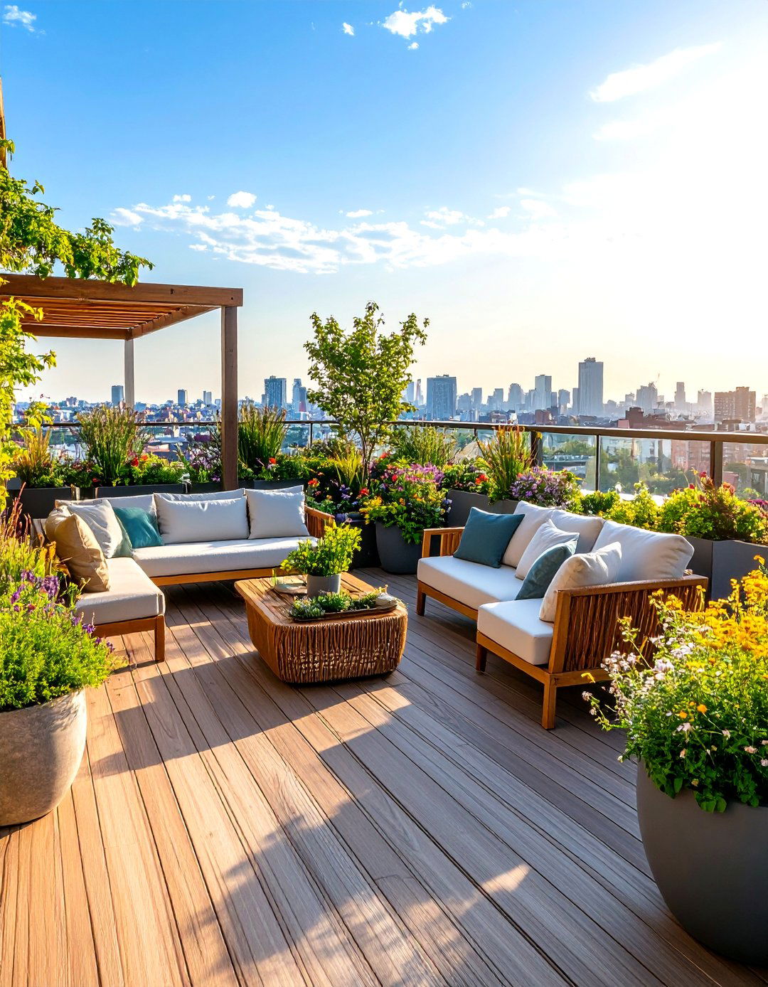 Mediterranean Rooftop Terrace Garden - 24 Mediterranean Patio Ideas