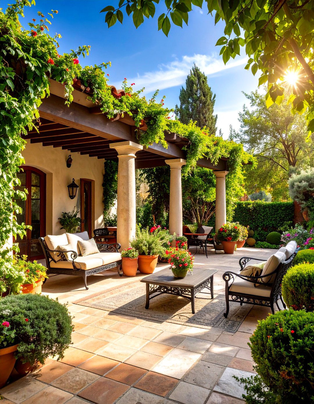 Mediterranean Stone Covered Patio - 24 Attached Covered Patio Ideas