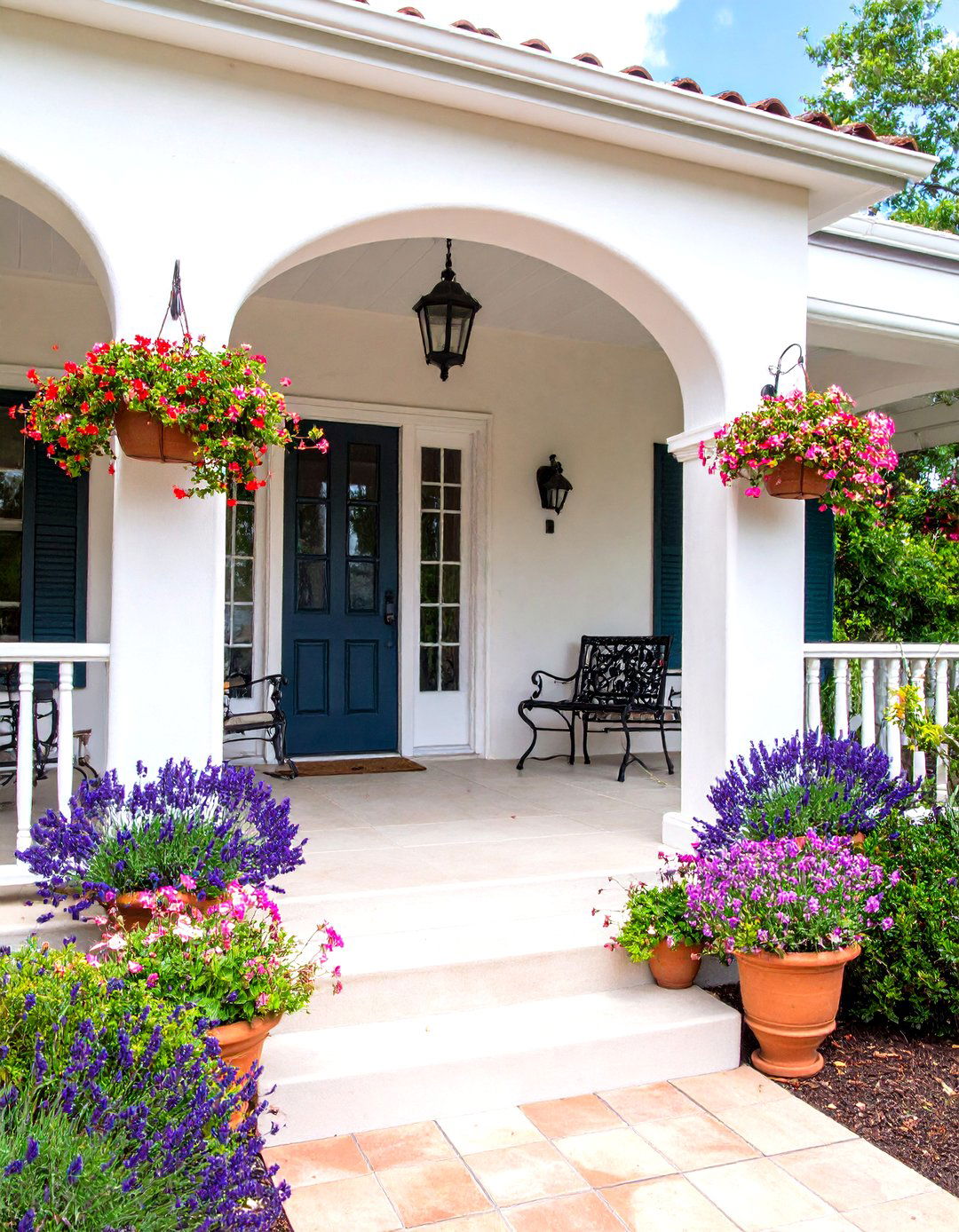 Mediterranean Stucco Fireplace Courtyard - 24 Screened-in Porch With Fireplace Ideas