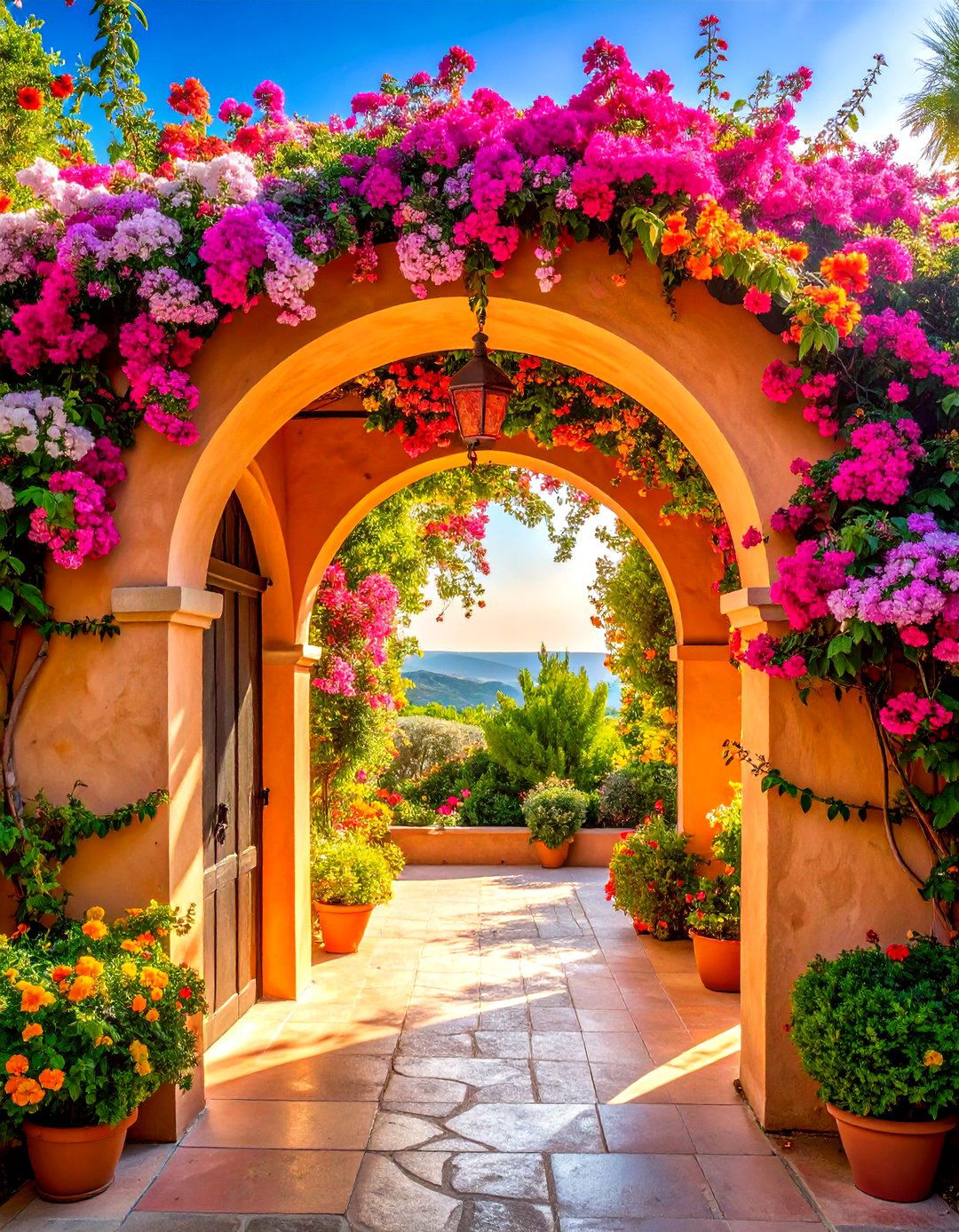 Mediterranean Stucco Garden Arch - 24 Garden Arch Ideas