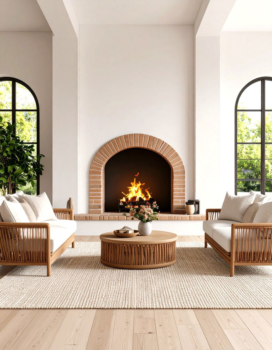 Mediterranean Style Brick Fireplace - 24 Rustic Brick Fireplace Ideas