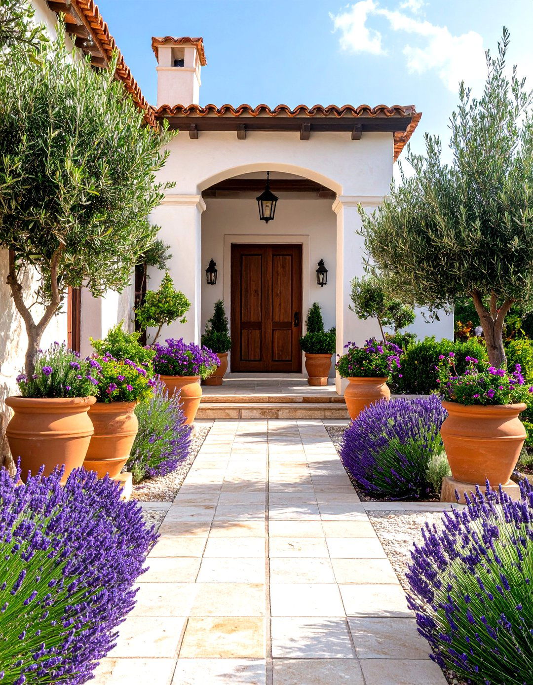 Mediterranean Style Entry Garden - 24 driveway entrance ideas
