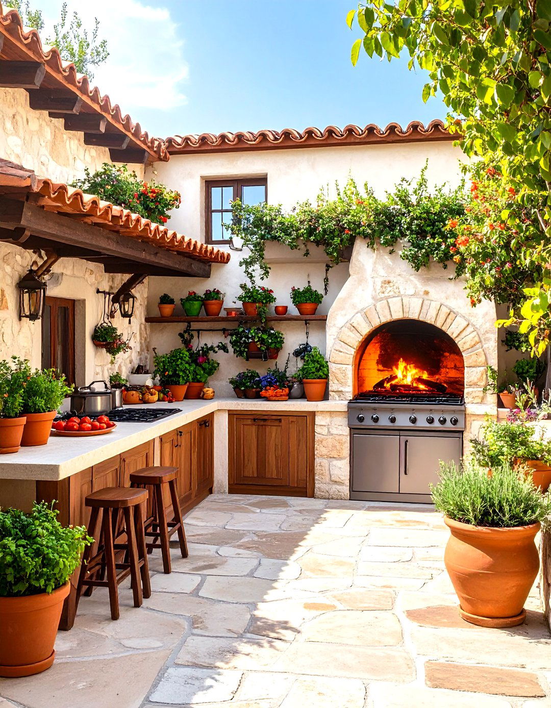 Mediterranean Style Kitchen with Terra Cotta Elements - 24 Summer Kitchen Ideas